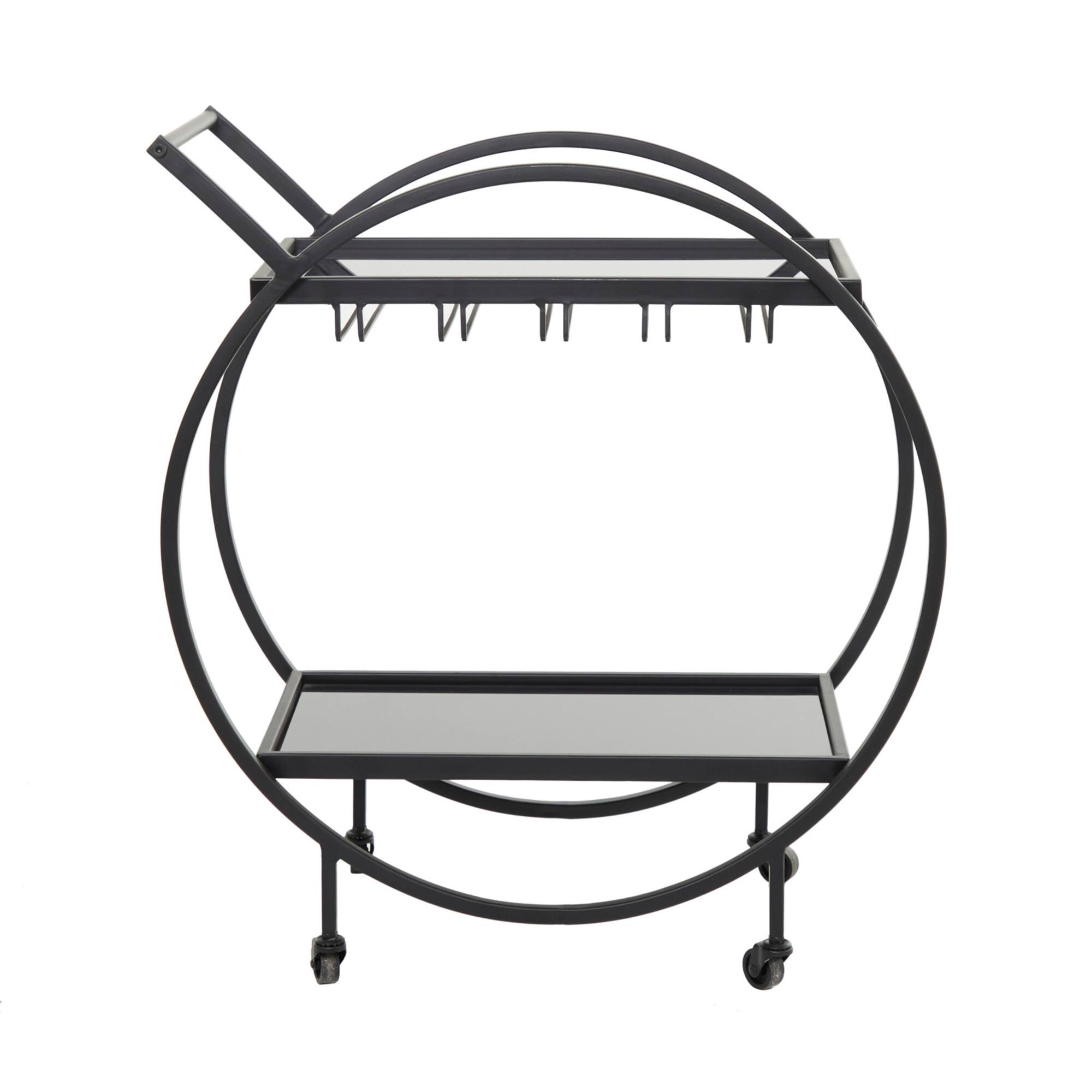 31" Metal Contemporary Bar Cart